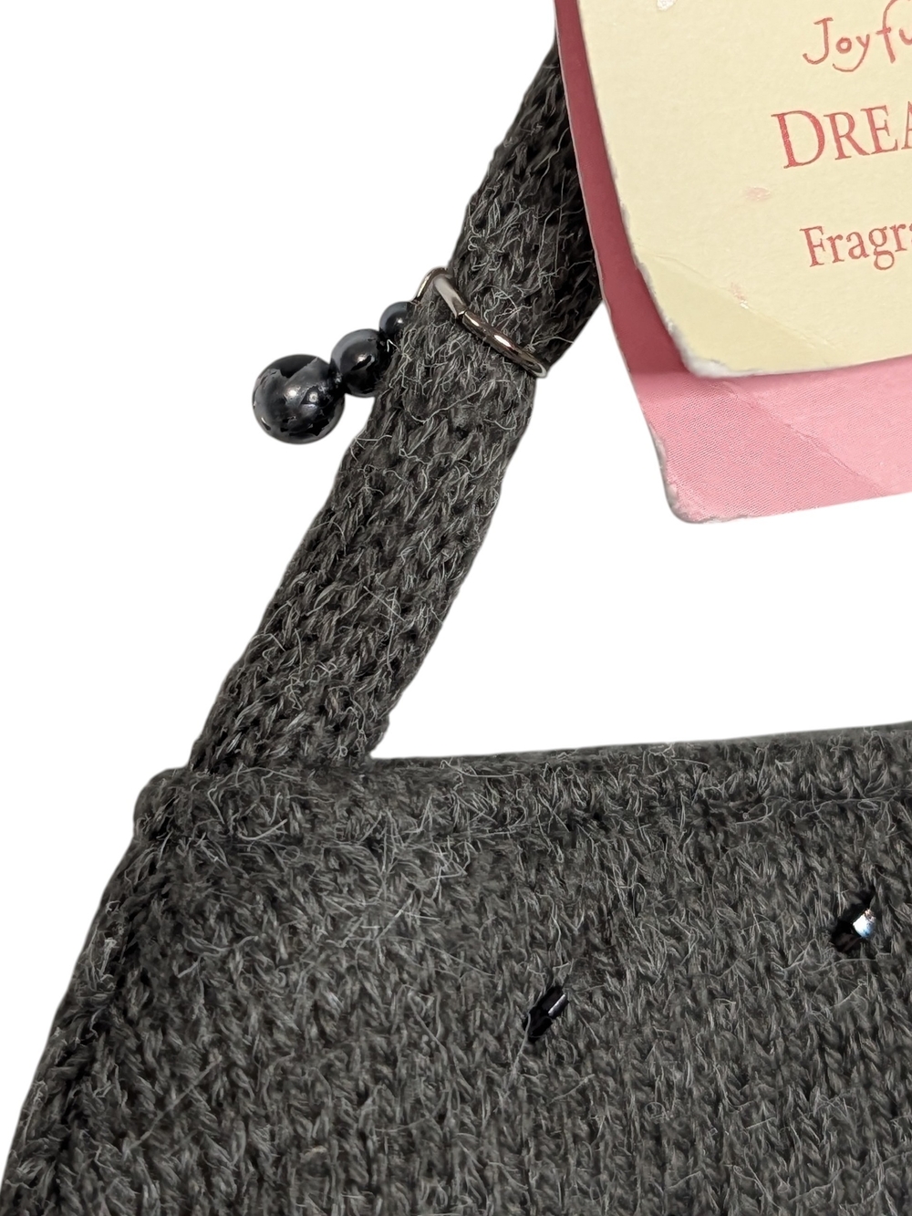 Bath Body Works Gray Knit Y2k Beaded Small Shoulder Bag Cozy Dark Academia Fairy - Picture 3 of 7